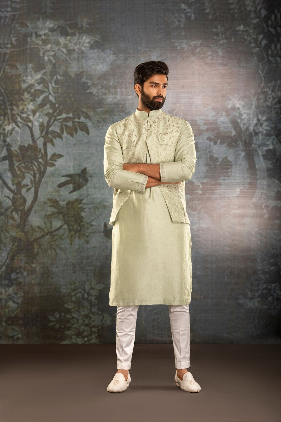 Kurta Waistcoat light grean - Tejas Harish
