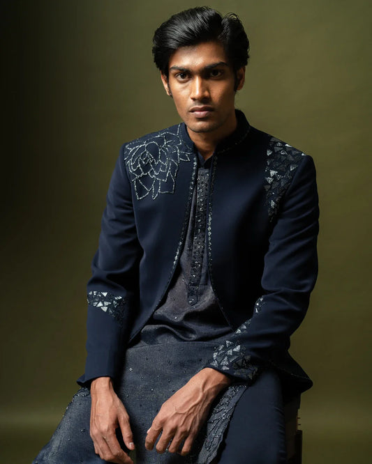 The Charm of a Navy Blue Jodhpuri Suit: Perfect Groomwear in Hyderabad