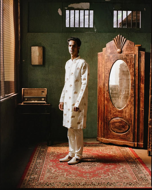 Shop Traditional Pattu Sherwani in Hyderabad for Muhurtham & Weddings – Tejas Harish, Banjara Hills