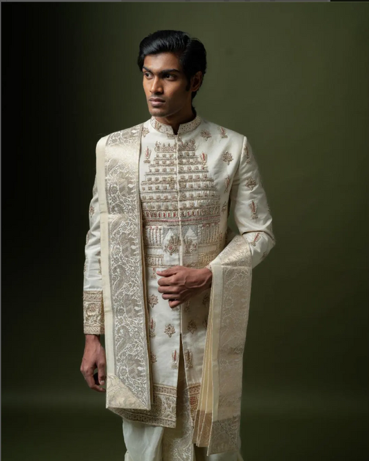 Buy Designer Pattu Sherwani in Hyderabad – Perfect Muhurtham Outfit for the Modern Groom