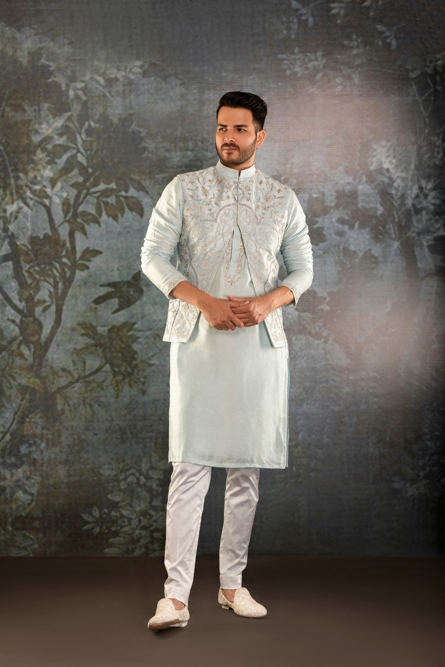 Blue Waistcoat Kurta - Tejas Harish