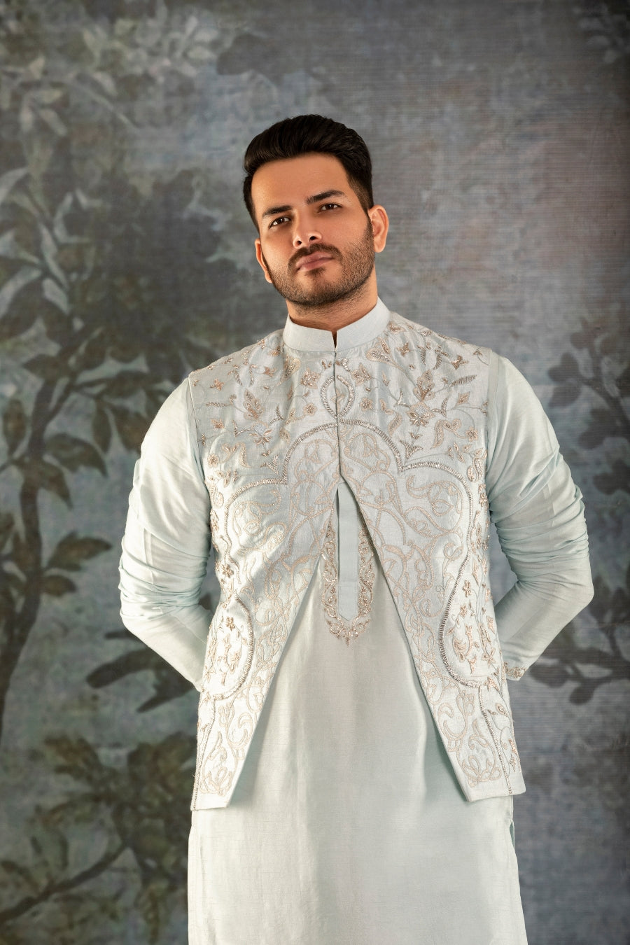 Blue Waistcoat Kurta - Tejas Harish