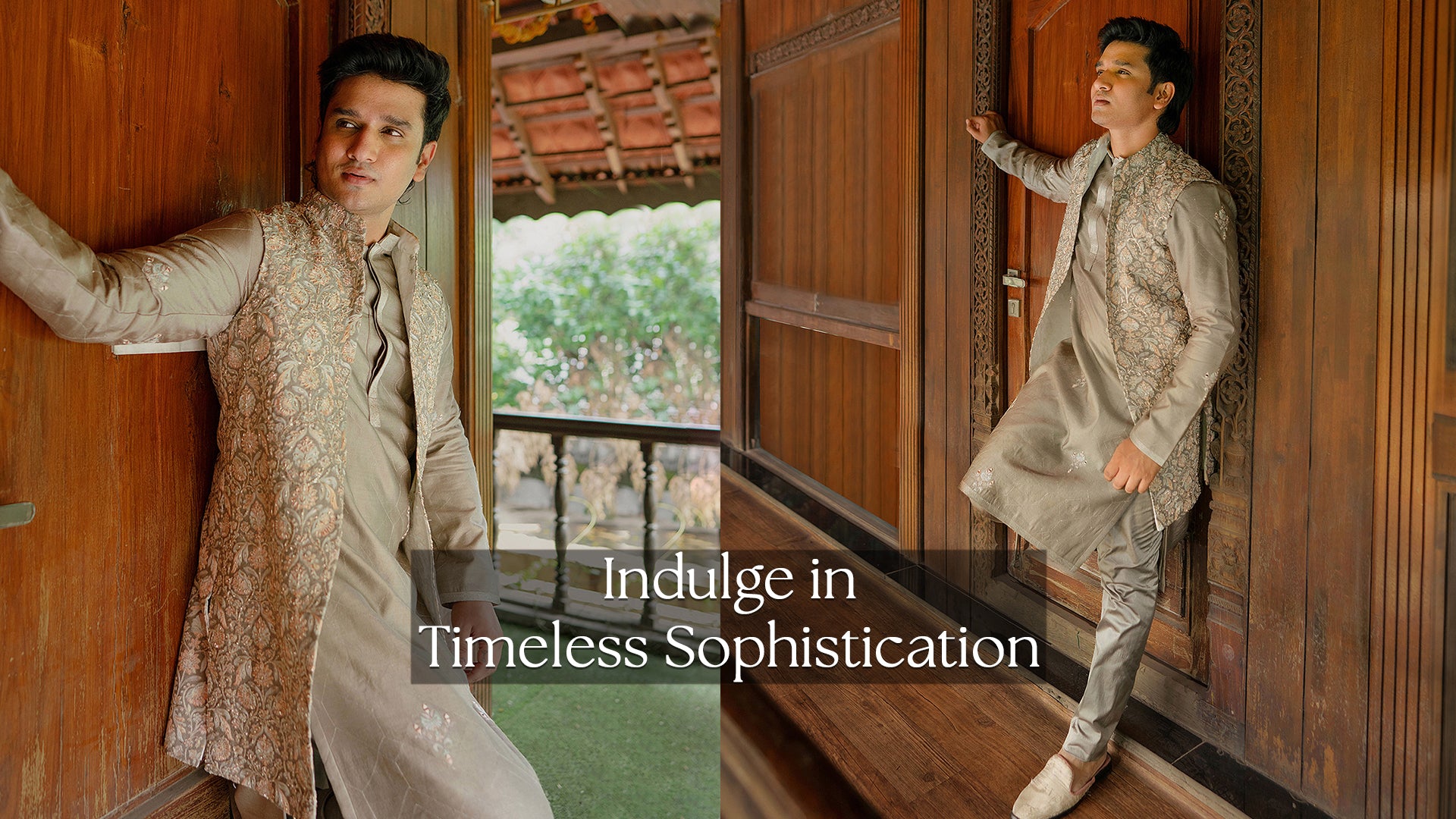 Cream Jodhpuri suit for South Indian groom – reception and wedding outfit by Tejas Harish Hyderabad
