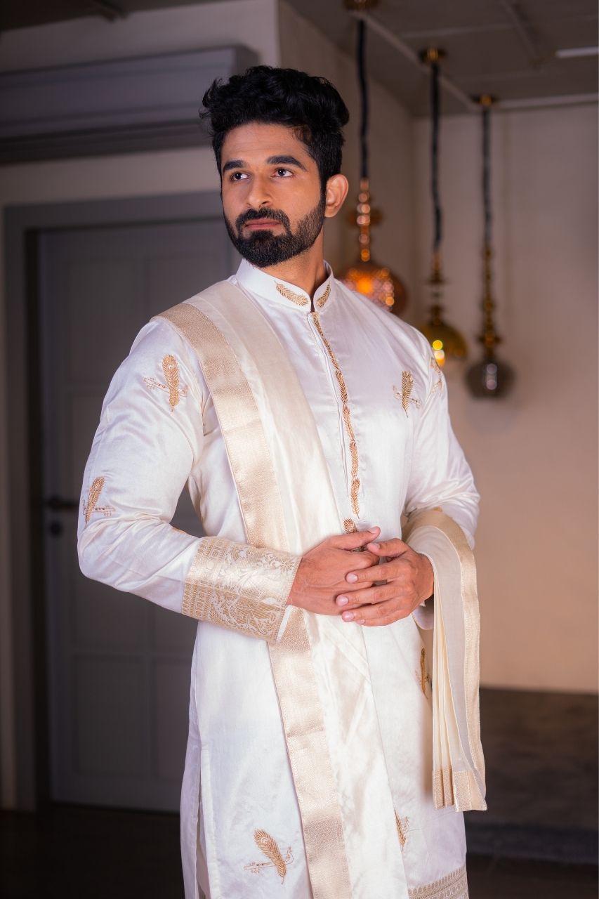 Custom made shewani , endowestern sherwani , Indian wedding suit , Men –  Ethnic World